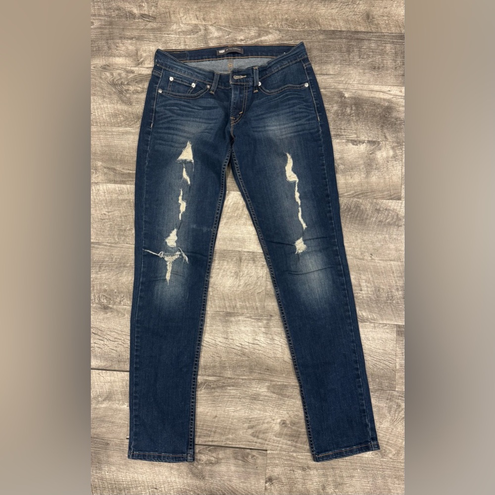 Levi's Dark Blue Distressed Skinny Jeans